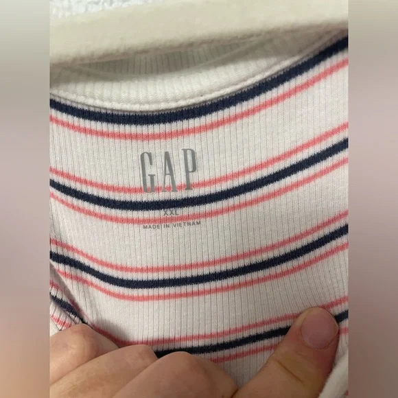 Gap Stripe Henley Puff Sleeve Top Size XXL - Picture 4 of 12